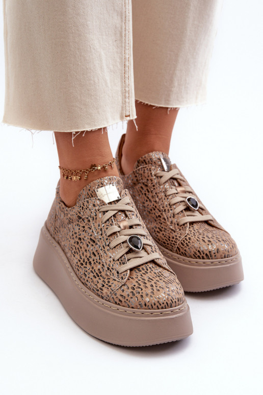 Pele tênis com uma plataforma Tem que serciejka 06191-10 bege