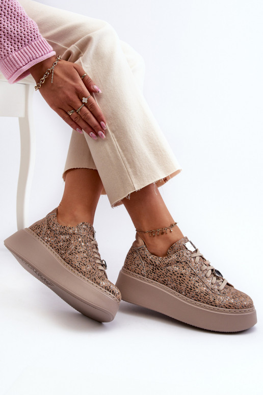 Pele tênis com uma plataforma Tem que serciejka 06191-10 bege