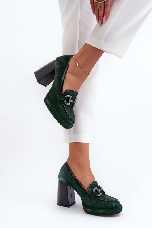 Pele Sapato Em um poste enorme Laura Messi 2706 cor cáqui