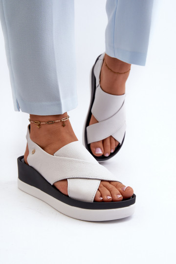 Zazoo 40256 Pele Sandálias plataforma cor branca 2
