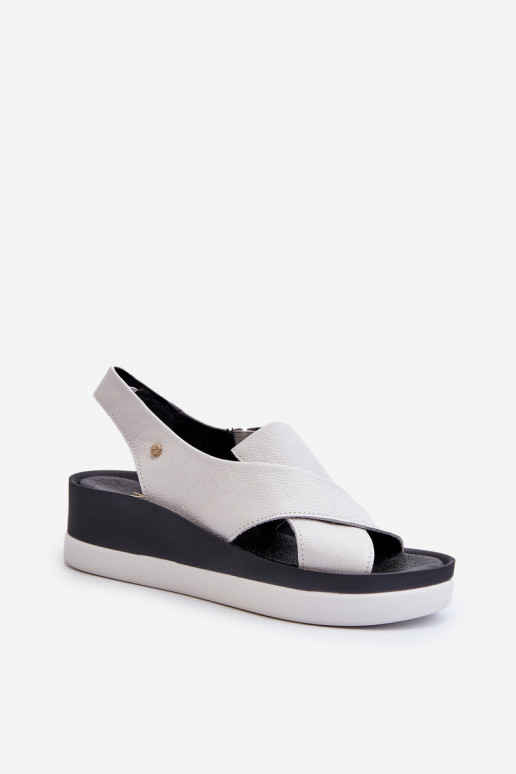 Zazoo 40256 Pele Sandálias plataforma cor branca