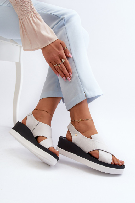 Zazoo 40256 Pele Sandálias plataforma cor branca