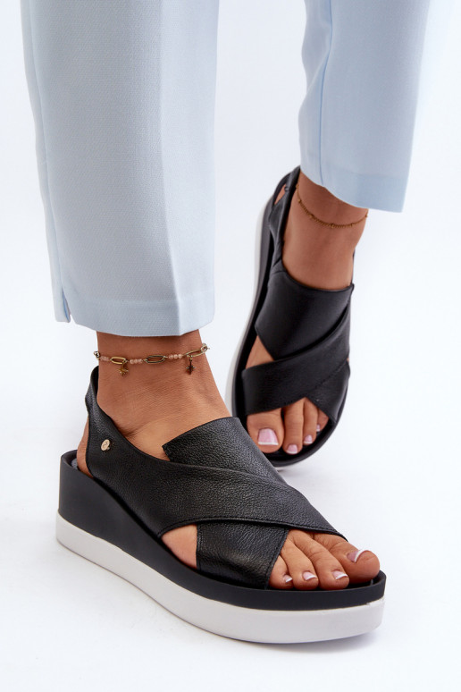 Zazoo 40256 Pele Sandálias plataforma cor preta