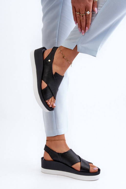 Zazoo 40256 Pele Sandálias plataforma cor preta