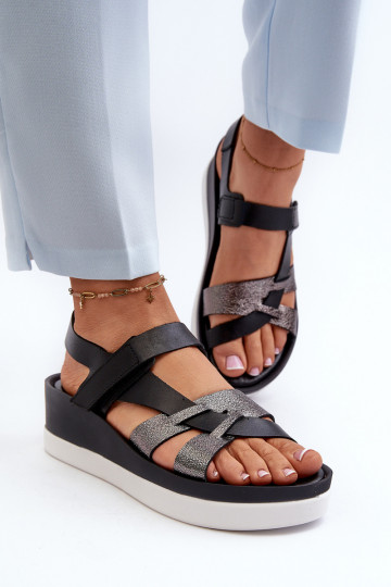 Zazoo 40397 Feminino Sandálias femininas com uma plataforma cor preta