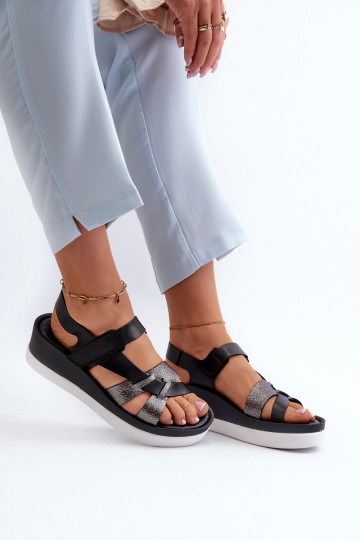 Sandálias femininas com plataforma na cor preta Zazoo 40397 2