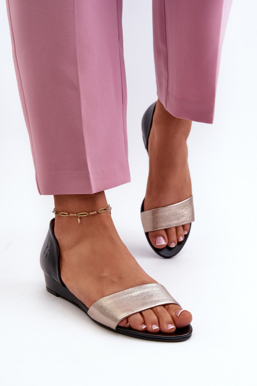 Sandálias femininas Tem que serciejka 1971-67 Preto e-cor dourada Sandálias femininas Tem que serciejka 1971-67 Preto e-cor dourada