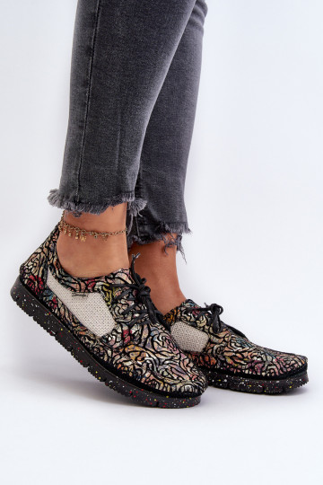 Botas femininas estampadas Tai turiciejka 06347-01 na cor preta