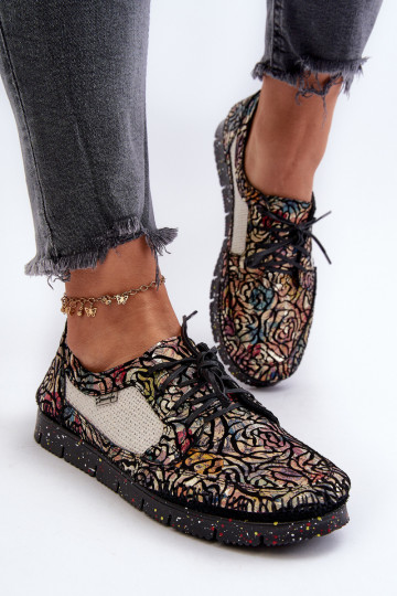 Botas femininas estampadas Tai turiciejka 06347-01 na cor preta 2