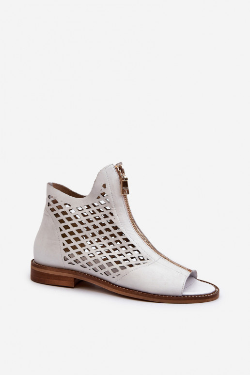 Zazoo 977/L Pele Sandálias perfuradas Casal o castelo cor branca