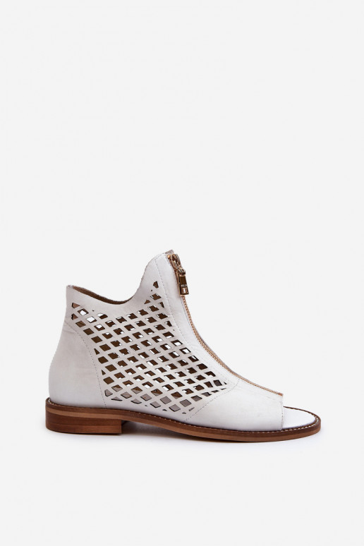 Zazoo 977/L Pele Sandálias perfuradas Casal o castelo cor branca