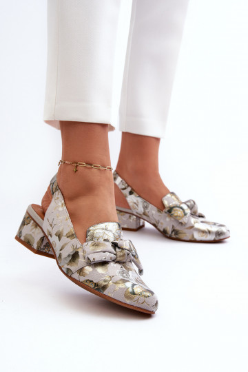 Feminino Sandálias femininas De salto baixo com flores Tem que serciejka N6539-38 cor verde