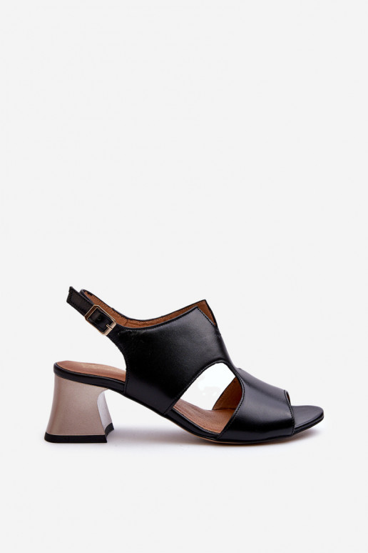 Sandálias femininas Pele com salto Tem que serciejka 06566-01 cor preta Sandálias femininas Pele com salto Tem que serciejka 06566-01 cor preta