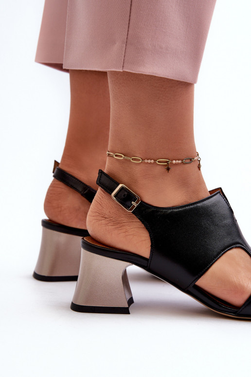 Sandálias femininas Pele com salto Tem que serciejka 06566-01 cor preta Sandálias femininas Pele com salto Tem que serciejka 06566-01 cor preta