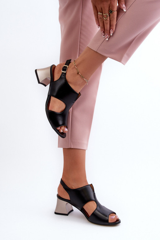 Sandálias femininas Pele com salto Tem que serciejka 06566-01 cor preta Sandálias femininas Pele com salto Tem que serciejka 06566-01 cor preta