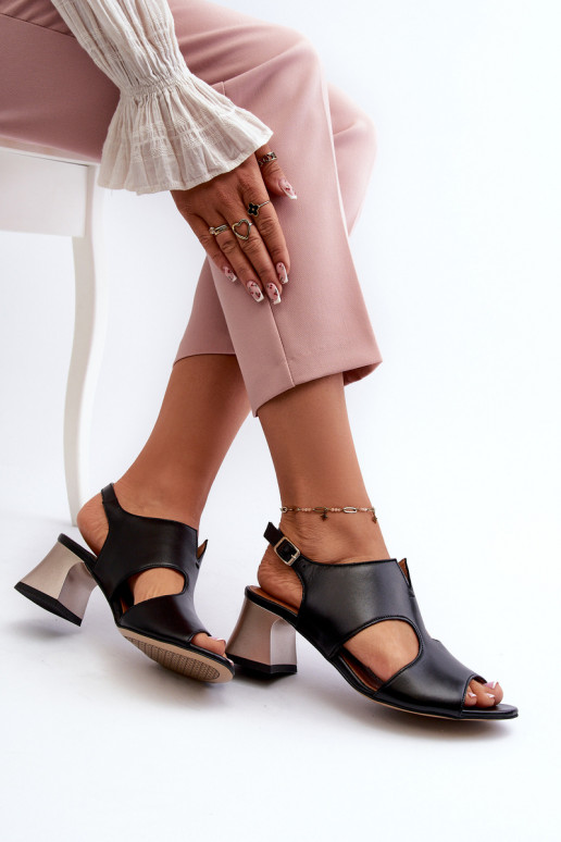 Sandálias femininas Pele com salto Tem que serciejka 06566-01 cor preta Sandálias femininas Pele com salto Tem que serciejka 06566-01 cor preta