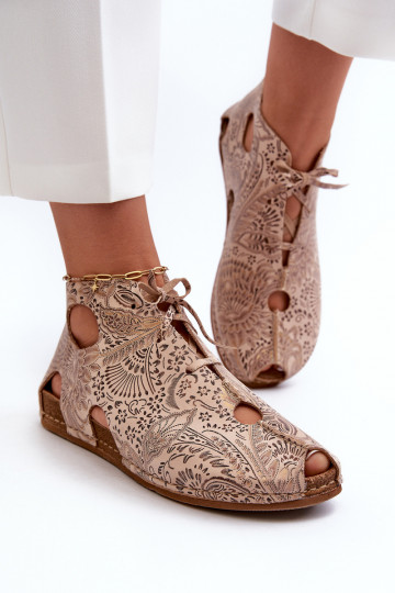 Botas de couro estampadas Tai turiciejka 03426-02 na cor areia