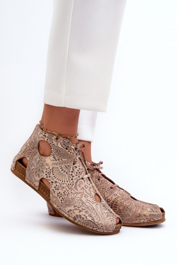 Botas de couro estampadas Tai turiciejka 03426-02 na cor areia 2