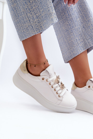 Pele À modalo de tênis Feminino com uma plataformaPrzypinkami D&A SN67 cor branca 2