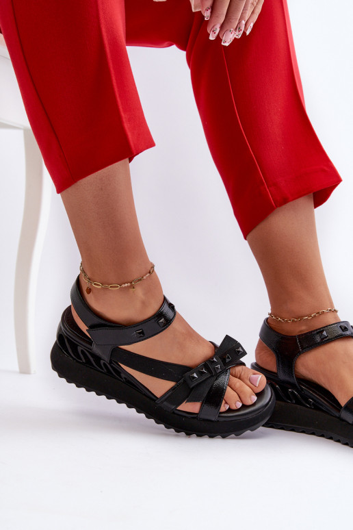 Sandálias femininas com fitas D&A CR956 cor preta Sandálias femininas com fitas D&A CR956 cor preta