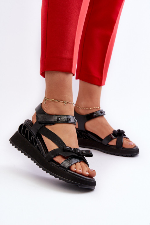 Sandálias femininas com fitas D&A CR956 cor preta Sandálias femininas com fitas D&A CR956 cor preta