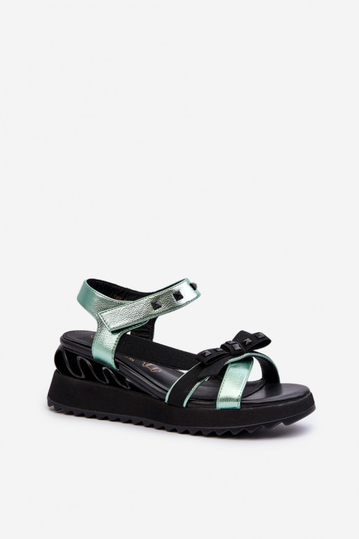 Sandálias femininas com fitas D&A CR956 cor verde Sandálias femininas com fitas D&A CR956 cor verde