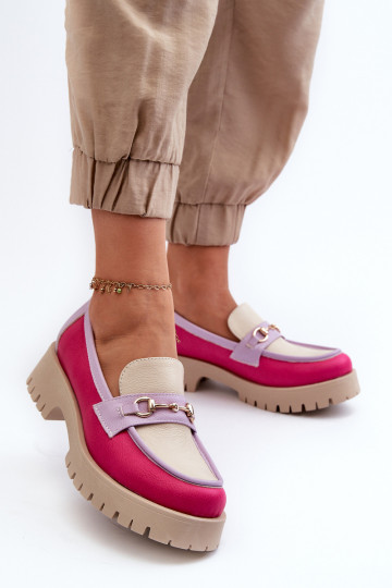 Mocassins femininos de couro Zazoo 3475 na cor areia