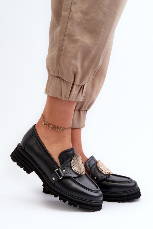 Zazoo 3485 mocassins femininos com detalhes dourados couro natural Zazoo 3485 mocassins femininos com detalhes dourados couro natural