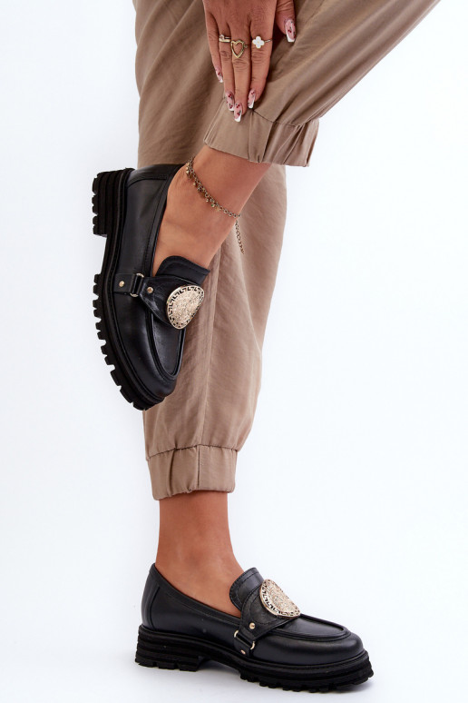 Zazoo 3485 mocassins femininos com detalhes dourados couro natural Zazoo 3485 mocassins femininos com detalhes dourados couro natural