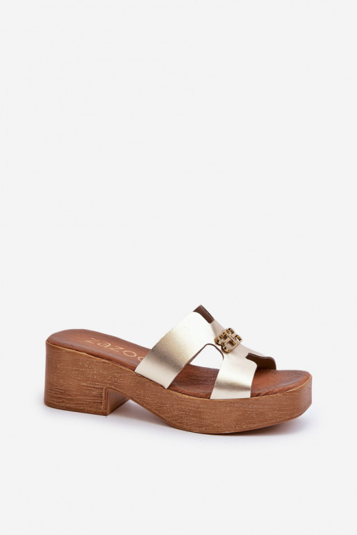 Zazoo 40412 Pele Estilo elegante Chinelos femininos com enfeites cor dourada Zazoo 40412 Pele Estilo elegante Chinelos femininos com enfeites cor dourada