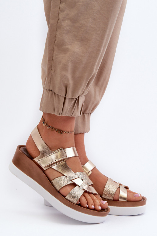 Zazoo 40397 Feminino Sandálias femininas com uma plataforma cor dourada Zazoo 40397 Feminino Sandálias femininas com uma plataforma cor dourada