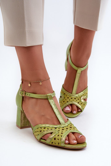 sandálias Pele Feminino com salto Tem que serciejka 06551-09 Calcário