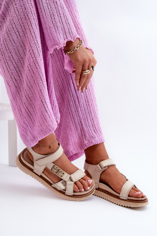 Zazoo 50103 Feminino Sandálias femininas com uma plataforma bege Zazoo 50103 Feminino Sandálias femininas com uma plataforma bege