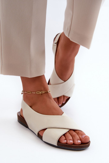 Zazoo 40407 sandálias Pele Feminino cor de marfim