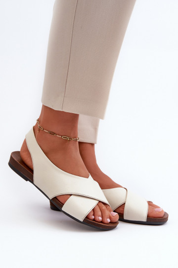 Zazoo 40407 sandálias Pele Feminino cor de marfim 2
