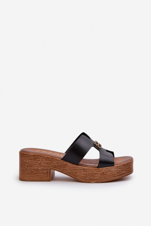 Zazoo 40412 Pele Estilo elegante Chinelos femininos com detalhes dourados cor preta Zazoo 40412 Pele Estilo elegante Chinelos femininos com detalhes dourados cor preta