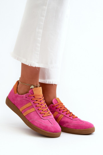 Tênis baixos femininos de camurça Zazoo N1068 na cor rosa 2