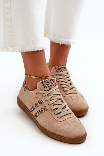 Zazoo N1068 de camurça Baixo À modalo de tênis Feminino bege