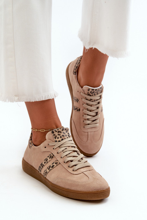 Zazoo N1068 de camurça Baixo À modalo de tênis Feminino bege