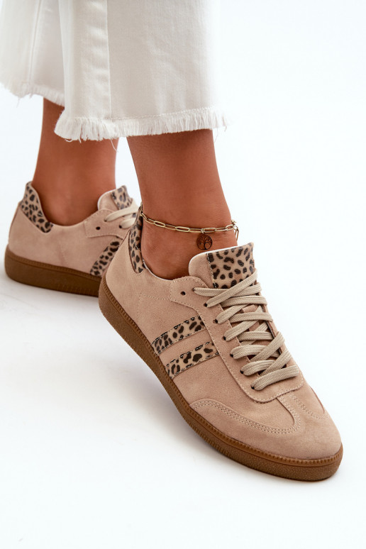 Zazoo N1068 de camurça Baixo À modalo de tênis Feminino bege