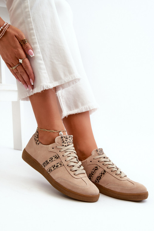 Zazoo N1068 de camurça Baixo À modalo de tênis Feminino bege