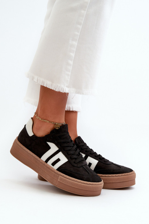 Zazoo N1095S2 À modalo de tênis Pele Feminino com uma plataforma cor preta Zazoo N1095S2 À modalo de tênis Pele Feminino com uma plataforma cor preta