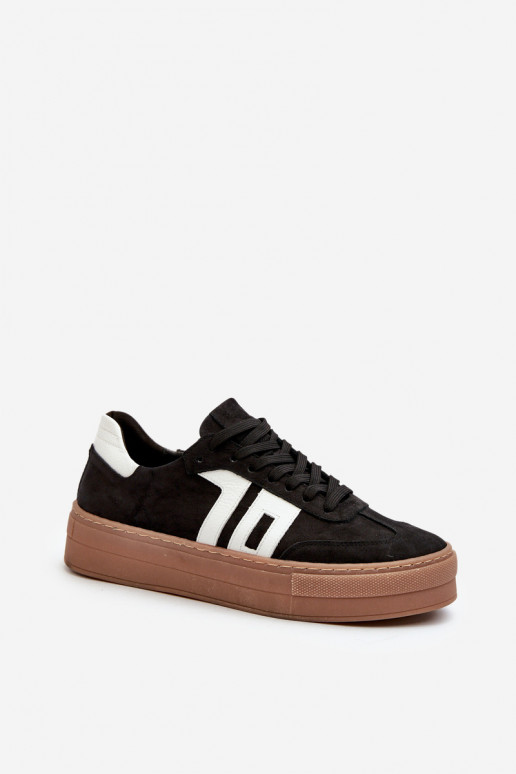 Zazoo N1095S2 À modalo de tênis Pele Feminino com uma plataforma cor preta Zazoo N1095S2 À modalo de tênis Pele Feminino com uma plataforma cor preta