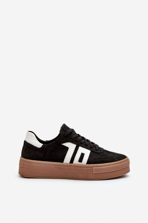 Zazoo N1095S2 À modalo de tênis Pele Feminino com uma plataforma cor preta Zazoo N1095S2 À modalo de tênis Pele Feminino com uma plataforma cor preta