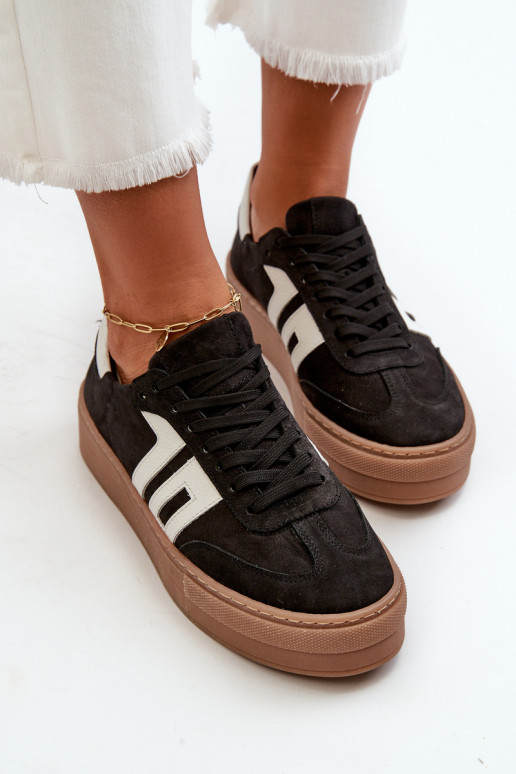 Zazoo N1095S2 À modalo de tênis Pele Feminino com uma plataforma cor preta Zazoo N1095S2 À modalo de tênis Pele Feminino com uma plataforma cor preta