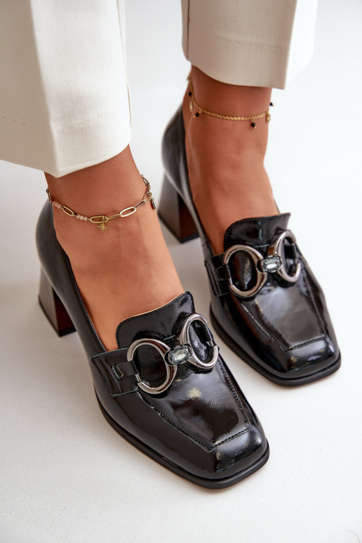 Pele Sapato com enfeites cor preta Laura Messi 2845 Pele Sapato com enfeites cor preta Laura Messi 2845