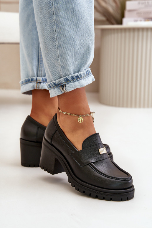 Zazoo 20168 Estilo elegante sapato Feminino com salto couro natural cor preta Zazoo 20168 Estilo elegante sapato Feminino com salto couro natural cor preta