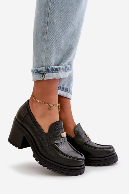 Zazoo 20168 Estilo elegante sapato Feminino com salto couro natural cor preta Zazoo 20168 Estilo elegante sapato Feminino com salto couro natural cor preta