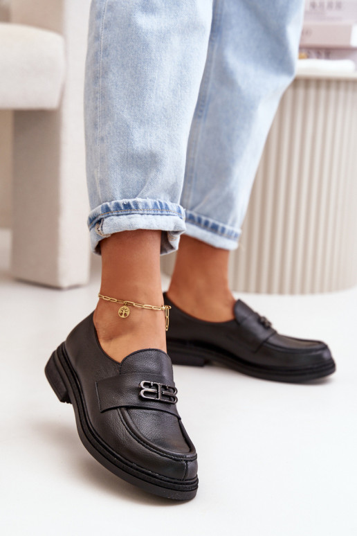 Zazoo 20174 Pele Estilo elegante sapato Feminino com salto largo cor preta Zazoo 20174 Pele Estilo elegante sapato Feminino com salto largo cor preta