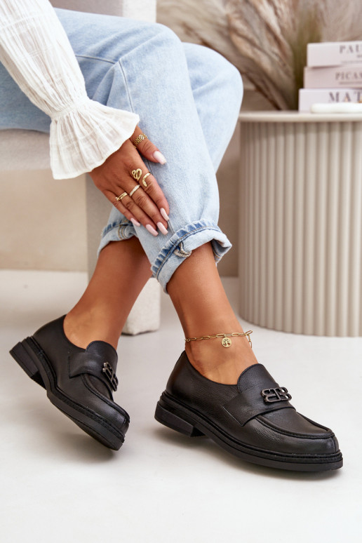 Zazoo 20174 Pele Estilo elegante sapato Feminino com salto largo cor preta Zazoo 20174 Pele Estilo elegante sapato Feminino com salto largo cor preta